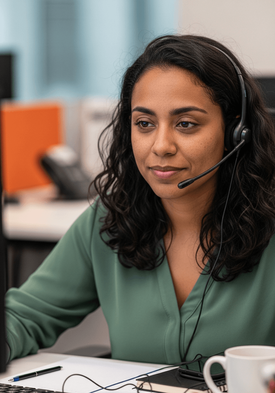 Colaboradora Paytcall comemorando conquista profissional